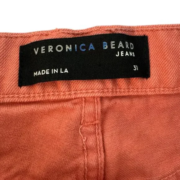 Veronica Beard Taylor Wide Leg Jeans Size 31 High Rise Terracotta Orange - Picture 4 of 12